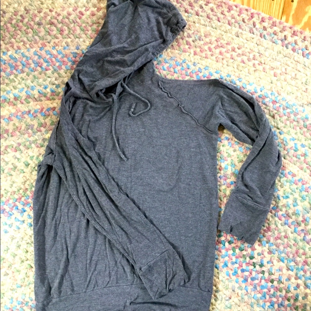 Rags and Couture Shoulder Cut Out Hoodie | Gray